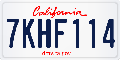 CA license plate 7KHF114