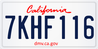 CA license plate 7KHF116