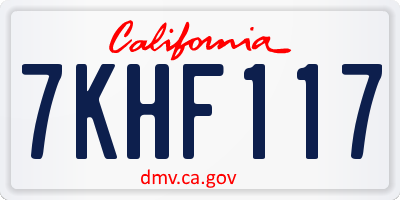CA license plate 7KHF117