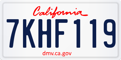 CA license plate 7KHF119