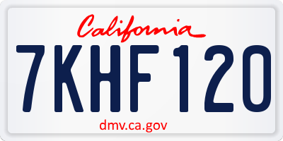 CA license plate 7KHF120