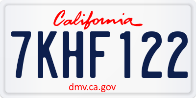 CA license plate 7KHF122