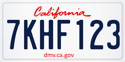 CA license plate 7KHF123