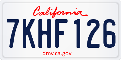 CA license plate 7KHF126