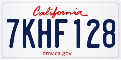 CA license plate 7KHF128