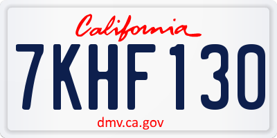 CA license plate 7KHF130