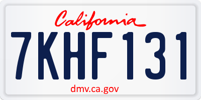 CA license plate 7KHF131