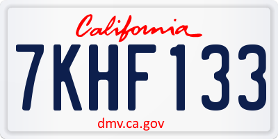 CA license plate 7KHF133