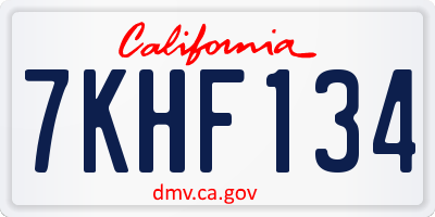 CA license plate 7KHF134