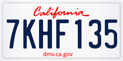 CA license plate 7KHF135