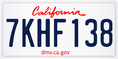 CA license plate 7KHF138