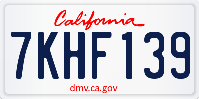 CA license plate 7KHF139