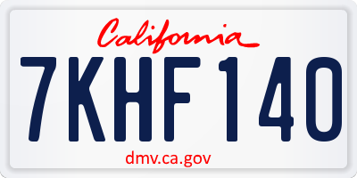CA license plate 7KHF140