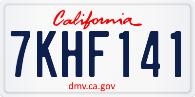 CA license plate 7KHF141