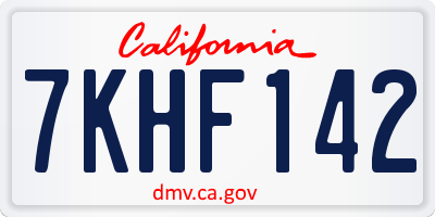 CA license plate 7KHF142