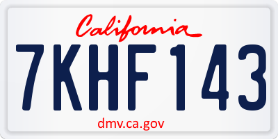 CA license plate 7KHF143