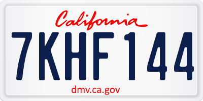 CA license plate 7KHF144