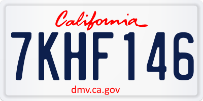 CA license plate 7KHF146