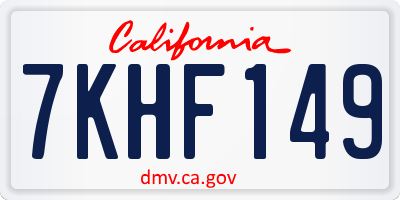 CA license plate 7KHF149
