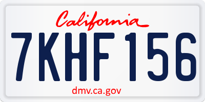 CA license plate 7KHF156