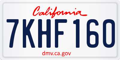 CA license plate 7KHF160