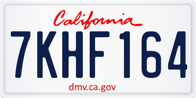 CA license plate 7KHF164