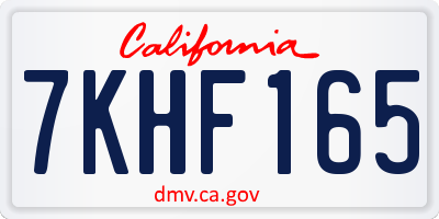 CA license plate 7KHF165