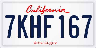 CA license plate 7KHF167