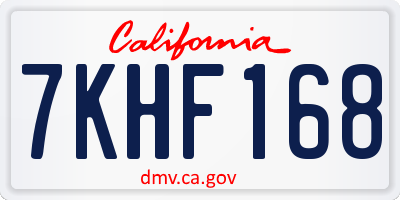 CA license plate 7KHF168