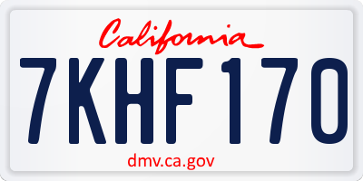 CA license plate 7KHF170
