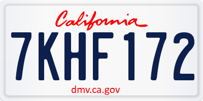 CA license plate 7KHF172