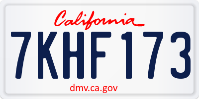CA license plate 7KHF173