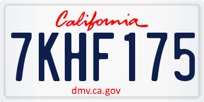 CA license plate 7KHF175
