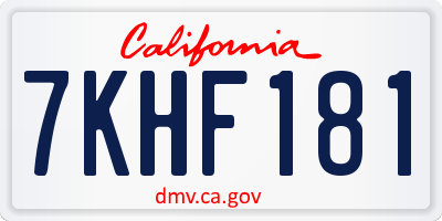 CA license plate 7KHF181