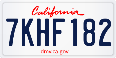 CA license plate 7KHF182