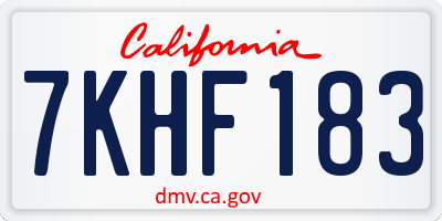 CA license plate 7KHF183
