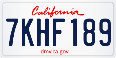 CA license plate 7KHF189
