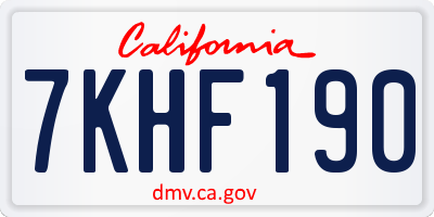 CA license plate 7KHF190