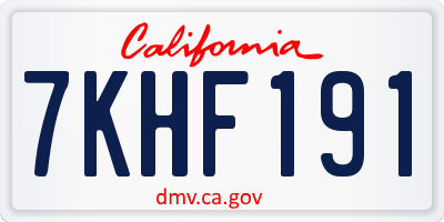 CA license plate 7KHF191