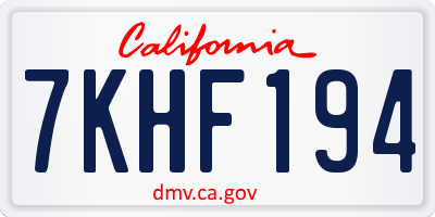 CA license plate 7KHF194