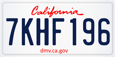 CA license plate 7KHF196
