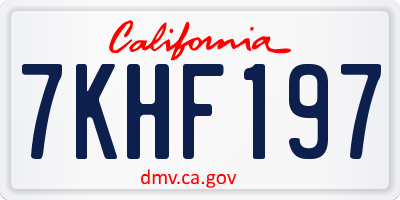 CA license plate 7KHF197