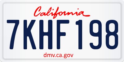 CA license plate 7KHF198