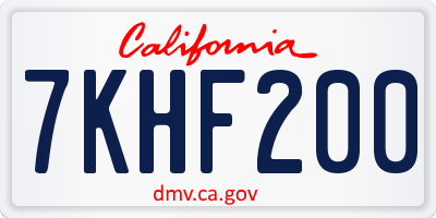 CA license plate 7KHF200