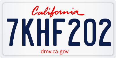 CA license plate 7KHF202