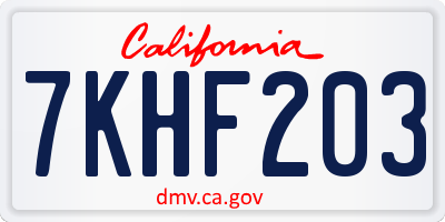 CA license plate 7KHF203