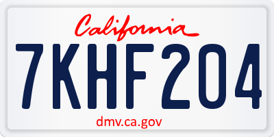 CA license plate 7KHF204