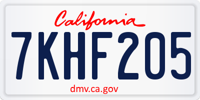 CA license plate 7KHF205