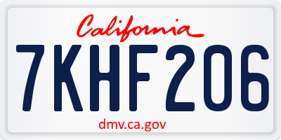 CA license plate 7KHF206
