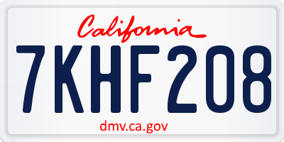 CA license plate 7KHF208